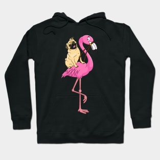 Pug Rider Flamingo Funny Hoodie